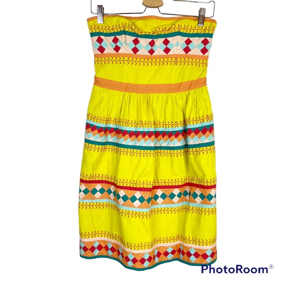 GUC Anthro Leifsdottir Ribboned Quilotoa Strapless Mini Cotton Dress - Picture 2 of 16